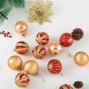 Luckyandcharm New Style Christmas Ball Sets Luxury Golden Glitter And Red Christmas Ball Tree Ball
