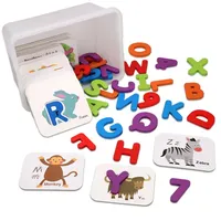 Nombres et nombres en bois ABC pour enfants, lot de cartes Flash ABC pour enfants, jeu de Puzzle assorti