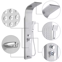 Fournisseur chinois – Ensemble de douche carré contemporain et durable en acier inoxydable 304 poli, à montage au sol, avec 2 poignées, jet de pluie et douchette à main douce