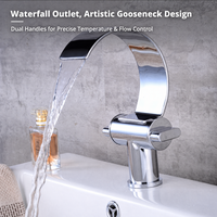 Robinet de lavabo en laiton plaqué, débit cascade, col de cygne artistique, contrôle précis de la température et du débit, prix usine, vente en gros