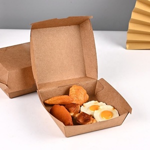 Disposable Grease Proof Degradable Hamburger Packaging <b>Box</b> Custom Lunch Bento Paper <b>Box</b> - Product Image 2