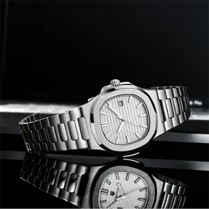 Wholesales Calendar Luminous Leisure 5bar Waterproof Quartz Mens Watches Square Unique Watch Custom Logo Men Luxury Watches