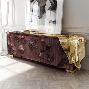 Aparador moderno de lujo <span class=keywords><strong>para</strong></span> restaurante, cajones de nogal tallados a mano, vajilla de latón, almacenamiento de salón de madera pura, muebles modernos puros <span class=keywords><strong>para</strong></span> el hogar - Product Image 4