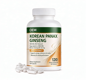 Extrait concentré de ginseng coréen haute puissance OEM 100 mg pour la vitalité et les performances mentales, 120 gélules - Product Image 1
