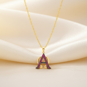 Collar de plata de ley 925 con forma de piedra rubí, collar elegante hecho A mano - Product Image 3