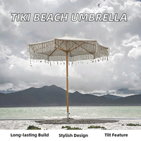 Parasol de plage en coton macramé Parasol pour patio extérieur Parasol de plage pour jardin d'hôtel avec poteau central en aluminium