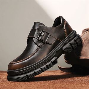 Men's Derby <b>Shoes</b> 2025 Genuine Leather Chunky Sole Casual <b>Shoes</b> Business Formal <b>Height</b> <b>Increasing</b> Lightweight Slip-on <b>Shoes</b> - Product Image 2