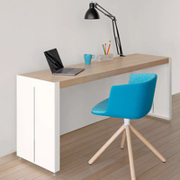 Bureau Minimaliste avec Piétement en Plaque et Plateau Long en Bois – Poste de Travail Simple pour Bureau à Domicile et Espace de Travail d'Entreprise