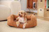 Lit orthopédique pour chien en velours côtelé, lit pour animaux de compagnie avec rebord, canapé-lit lavable pour chiens et chats de petite et moyenne taille