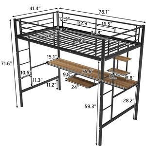 Cama alta multifuncional con mesa, estilo minimalista moderno, para apartamento dúplex pequeño, que ahorra espacio. - Product Image 2