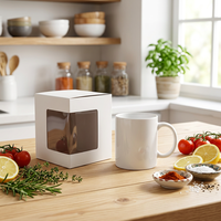 Boîtes en papier transparentes personnalisées en gros, écologiques, avec fenêtre, pour emballage de tasses, présentoir transparent pour cadeaux d'entreprise