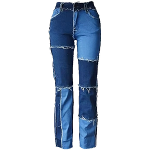 Vaqueros de mujer de nueva moda 2026 de verano, estilo flare con borlas, ajustados, de cintura alta, talla grande, rectos, con diseño hueco y técnica de lavado, al por mayor. - Product Image 1