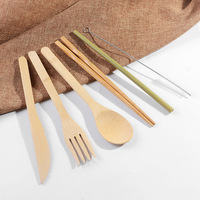 Ensemble de couverts en bambou écologiques, portables, réutilisables, zéro déchet, pour les voyages, cadeau de vacances