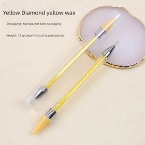 Herramienta de decoración de uñas de doble cabezal al por mayor, multifuncional, tipo bolígrafo para puntos de cera y cepillo de silicona con mango metálico - Product Image 2