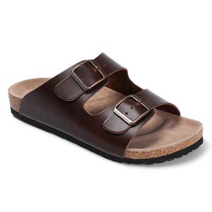 Sandalias de cuero genuino duraderas de alta calidad con plantilla de soporte de arco de corcho Bio para hombres y mujeres - Product Image 1