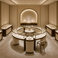 Service de conception de magasins et de stands d'exposition de bijoux de luxe sur mesure haut de gamme avec éclairage LED et décoration complète du magasin