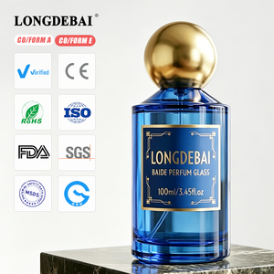 Flacon de <span class=keywords><strong>parfum</strong></span> en verre cylindrique bleu personnalisé avec étiquette privée, 30 ml, 50 ml, 100 ml, flacon de <span class=keywords><strong>parfum</strong></span> vide avec boîte de luxe imprimée - Product Image 2