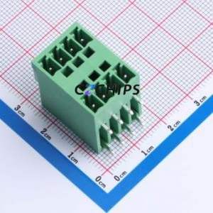 ZX-DGRH-3.81-4P Plug-in Terminal Block Bent Lead Through Hole,P=3.81mm Board-to-Board / Socket - Closed 2x4P 3.81mm Green - Product Image 1