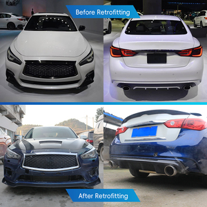 Kit de Carrocería de Fibra de Carbono Húmeda Pequeño para Modificación de Automóviles 2018-2024, Alerón Delantero y Trasero, Compatible con Infiniti Q50 - Product Image 2