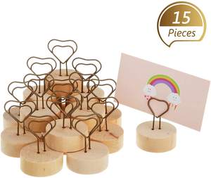Portafoto in legno a forma di <span class=keywords><strong>cuore</strong></span> supporto da tavolo in legno supporto per filo da tavolo supporto per foto supporto per segnaposto per feste - Product Image 5