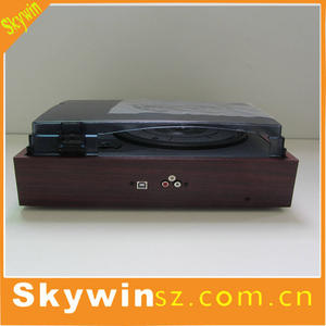 Tourne-disque Skywin avec lecteur MP3 USB, en bois claret, haut-parleur rétro - Product Image 3