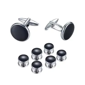 Manufacturer Supplier Premium Tuxedo Dress suit shirt Enamel Cuff Stud Set Custom logo button cover cufflinks