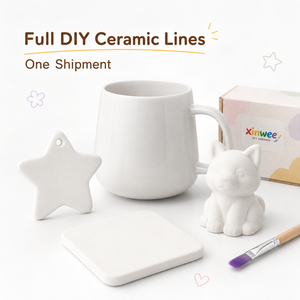 Kit de <span class=keywords><strong>Tazas</strong></span> de Cerámica Modernas Personalizables al por Mayor, Taza de Café en Blanco Pintable con Pinceles de Pintura Acrílica, Caja de Regalo de Recuerdo, Fabricante - Product Image 4