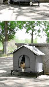 Nichoir extérieur surélevé pour chat, abri imperméable pour animaux errants, lit chaud pour l'hiver - Product Image 3