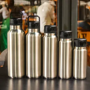 2022 BPA Free Double Walled Insulated 18/8 Stainless Steel Vacuum Flask Sport Water Bottle With Straw Easy Carry