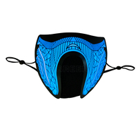 Masque d'Halloween effrayant à demi-visage lumineux, rechargeable, activé par le son, avec panneau LED