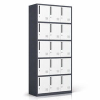 Armoire de rangement métallique à 15 portes avec serrure à clé pour écoles, gymnases, vestiaires, bureaux, employés, personnel, usage industriel