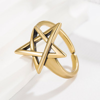 Bague pentagramme en bronze de style vintage pour femme