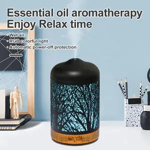 New Product Essential Oil Diffuser Hollow Out Forest Iron Art Ultrasonic Humidifier Aromatherapy Oil Aroma Diffuser
