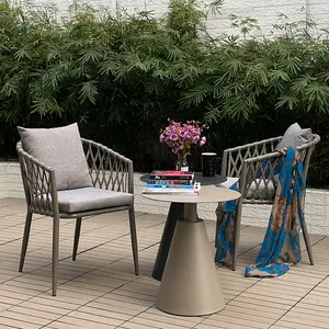Garden furniture rattan bamboo dining chair outdoor cafe set Metal Rattan Outdoor Patio Furniture Garden Chair For Dining