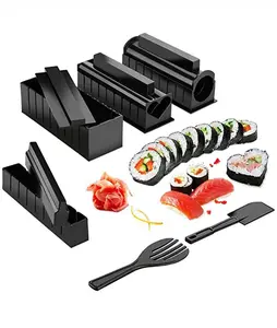 Diskon besar-besaran 2023 peralatan membuat Sushi nampan Sushi cetakan gulung Sushi 10 in 1 Manual plastik