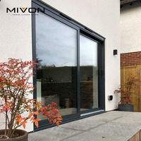 Porte coulissante moderne à cadre noir, robuste, pour patio, système de porte coulissante extérieure en verre pour maison