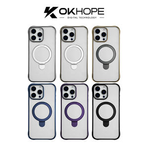 2024สินค้ามาใหม่ PC แบบแข็ง6สีเคสขาตั้งกล้องโลหะแบบแม่เหล็กกันกระแทกพับได้สำหรับ iPhone 15 - Product Image 2