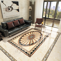 Carreaux de sol en porcelaine pour villa et hôtel, design personnalisé de tapis de Foshan, carrelage de sol brillant plaqué or, entrée, porche, puzzle