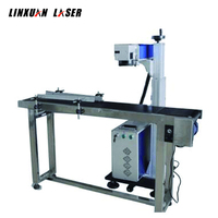Machine de marquage Laser Co2 volante avec bande transporteuse pour impression, boîte en bois, sac en plastique PVC, bon prix 20W 30W 60W