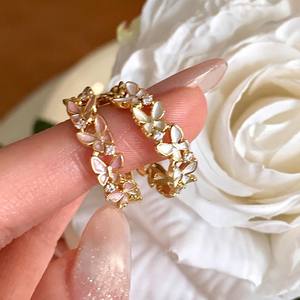 <b>Sweet</b> Women's Luxury Stainless Steel Ring 18K Gold Plated Instagram-Niche Three-Dimensional Butterfly Design Drip-Glazed Gold - Product Image 1