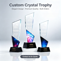 Trophée en cristal K9 avec impression couleur personnalisée, logo gravé au laser, trophée de champion des ventes d'entreprise avec base noire