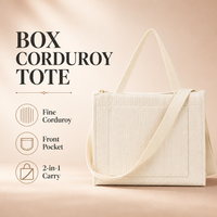 Tas Tote Kanvas Wanita Fashion Ukuran Besar Terstruktur dengan Kantong Depan, Tali Bahu Panjang, Penutup Ritsleting, Bahan Corduroy, Cocok untuk Kegunaan Sehari-hari, Grosir