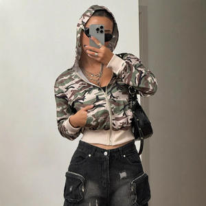 <span class=keywords><strong>Sudadera</strong></span> con capucha de algodón para mujer, con cremallera completa, estampado casual de tiburón Bapees, camuflaje <span class=keywords><strong>azul</strong></span> <span class=keywords><strong>claro</strong></span> y rosa, para invierno - Product Image 3