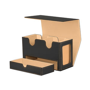 Porte-cartes multifonctionnel en cuir PU avec double fente magnétique, blocage RFID, motif uni, et tiroir de présentation de cartes - Product Image 6