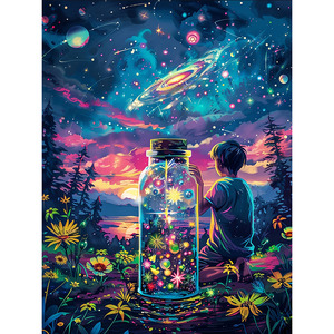 Ciel étoilé souhaitant bouteille 5d diamant peinture Kit court charpie toile pleine perceuse diamant Art peintures avec fée poussière perceuses - Product Image 1