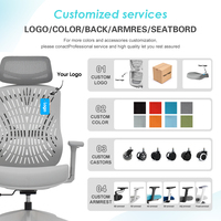 Chaise de bureau ergonomique à dossier haut pivotante avec support lombaire dynamique réglable, dossier ventilé en plastique et mécanisme d'inclinaison – Modèle exécutif