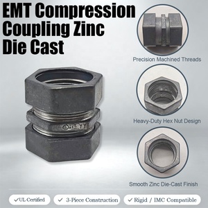 Raccord de conduit en zinc moulé sous pression certifié UL, 3 pièces, de 1/2 à 2 pouces, connexion filetée IMC rigide, raccord <span class=keywords><strong>Erickson</strong></span>, couplage électrique - Product Image 2