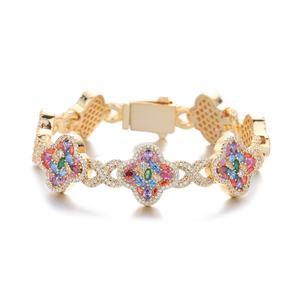 Pulsera Unisex de Cobre Chapado en Oro con Patrón de Trébol de Cuatro Hojas Estilo Pequeña Fragancia, Multicolor, para Comercio Transfronterizo - Product Image 5