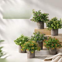 Tanaman Bonsai Meja Artificial Evergreenwrap Bunga Empat Daun dengan Nuansa Pink dalam Pot Silinder dari Bubur Kertas