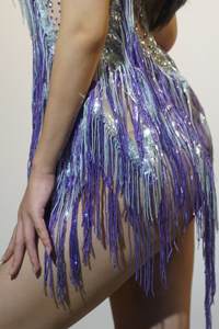 चमकदार सीक्वेंस, प्रोम भोज पोशाक शो के कपड़े पहने महिलाएं हीरा टासल मिनी पार्टी क्लब ड्रेस - Product Image 6